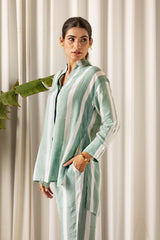 Aqua Blue Striped Muslin (Shirt only)