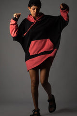 Dual Tone Essential Hoodie - Coral Pink and Black