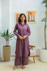 Purple Cotton Weaved Co-ord Set (Set of Two)