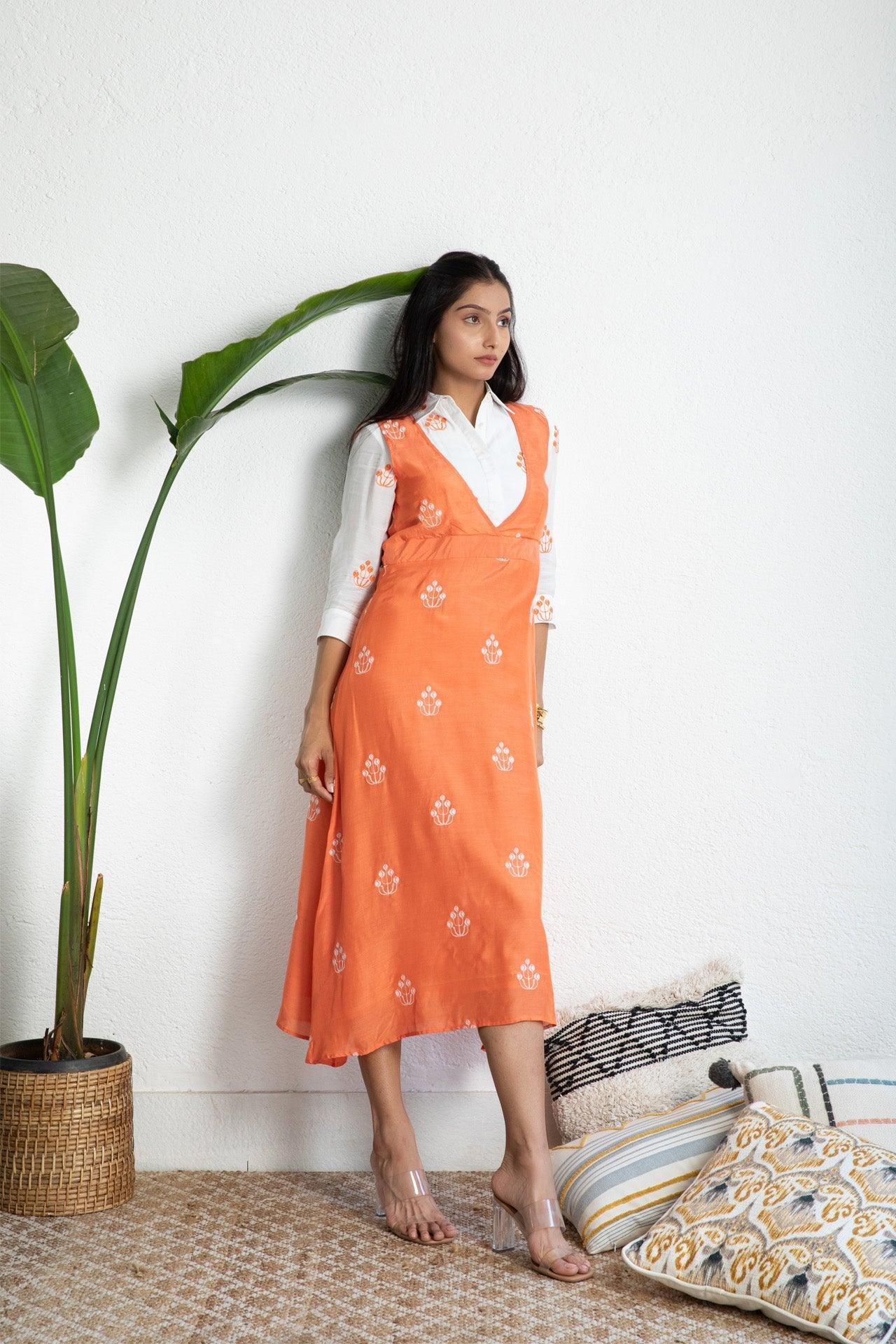 Orange Shirt-Dress