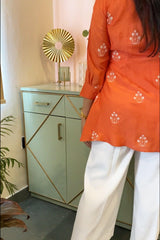 Orange Embroidered Wrap Top