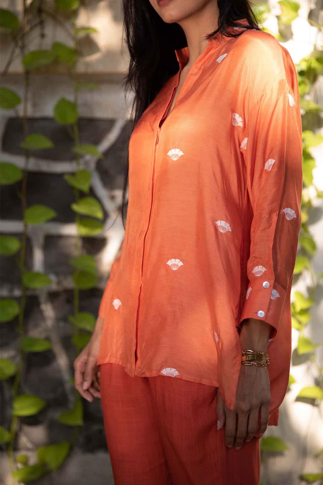 Orange Embroidered Muslin (Shirt only)