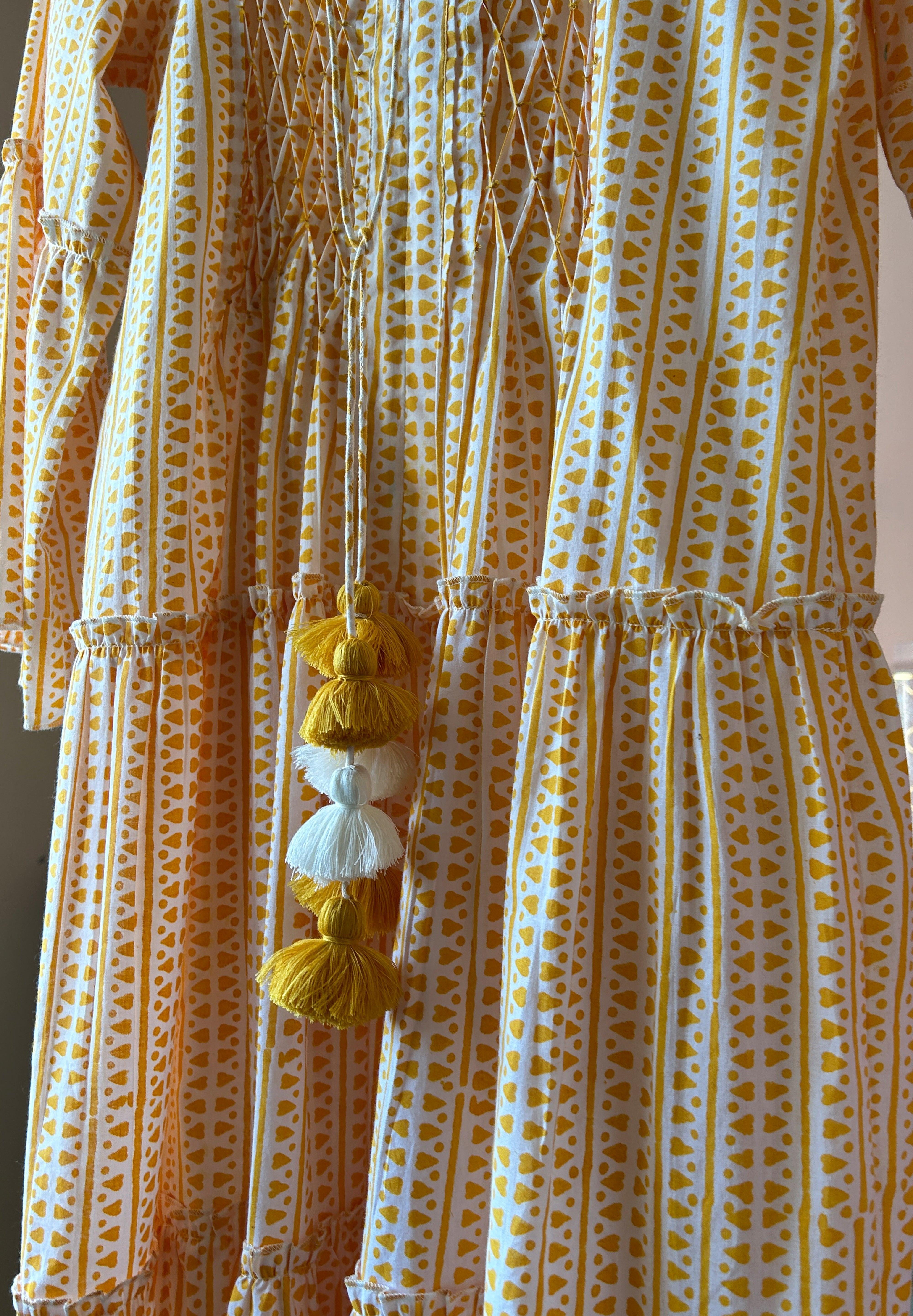 Yellow Maxi Dress With Abstract Print