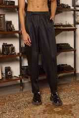 Black Pleated Tencel Trousers