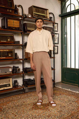 Pleated Linen Trousers - Earth