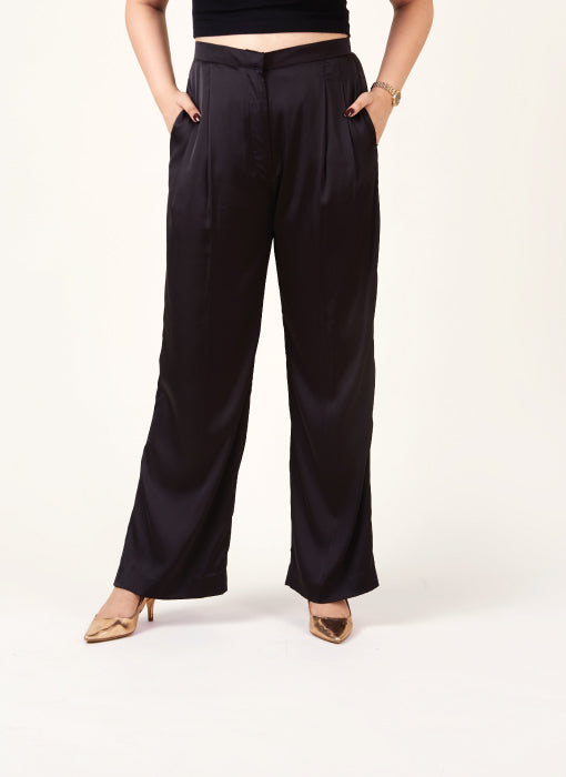 Dusk Black Satin Pants