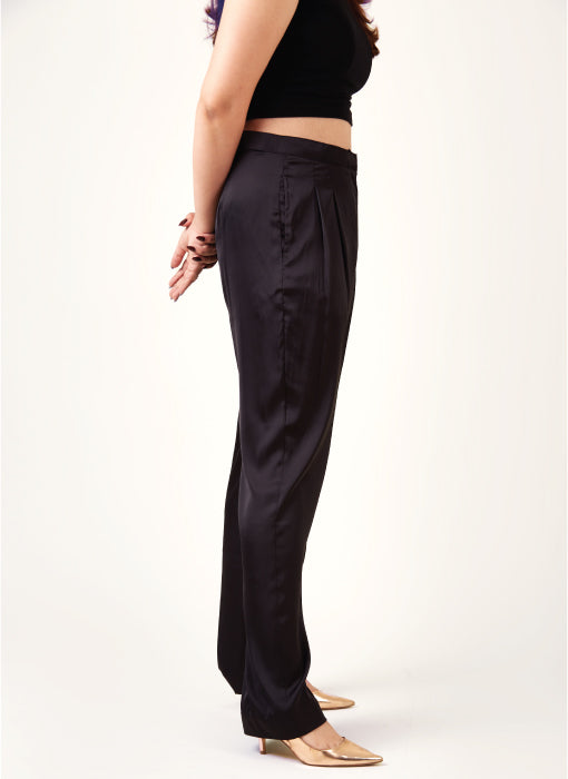 Dusk Black Satin Pants