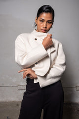 White Cropped Riding Jacket