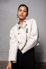 White Cropped Riding Jacket