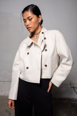 White Cropped Riding Jacket