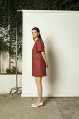 Plunge-Neck Shift Dress