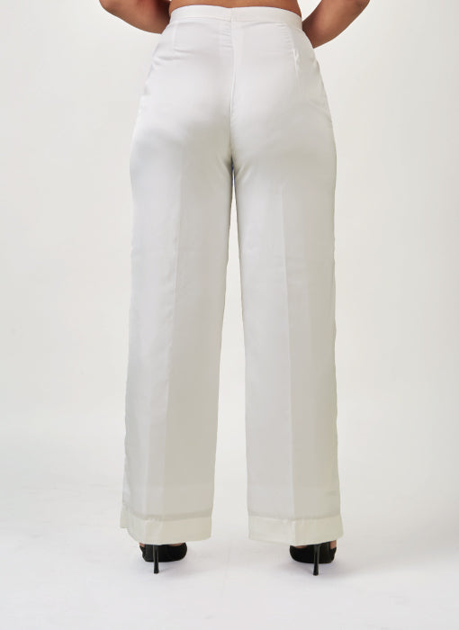 Dusk White Satin Pants