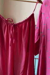 Fuchsia Embroidered Muslin Tunic Co-ord Set (Set of Two)