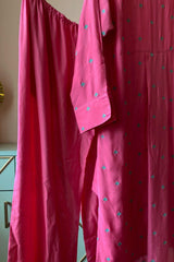 Fuchsia Embroidered Muslin Tunic Co-ord Set (Set of Two)