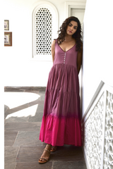 Mauve Sleeveless Cotton Voile Maxi Dress