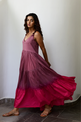 Mauve Sleeveless Cotton Voile Maxi Dress