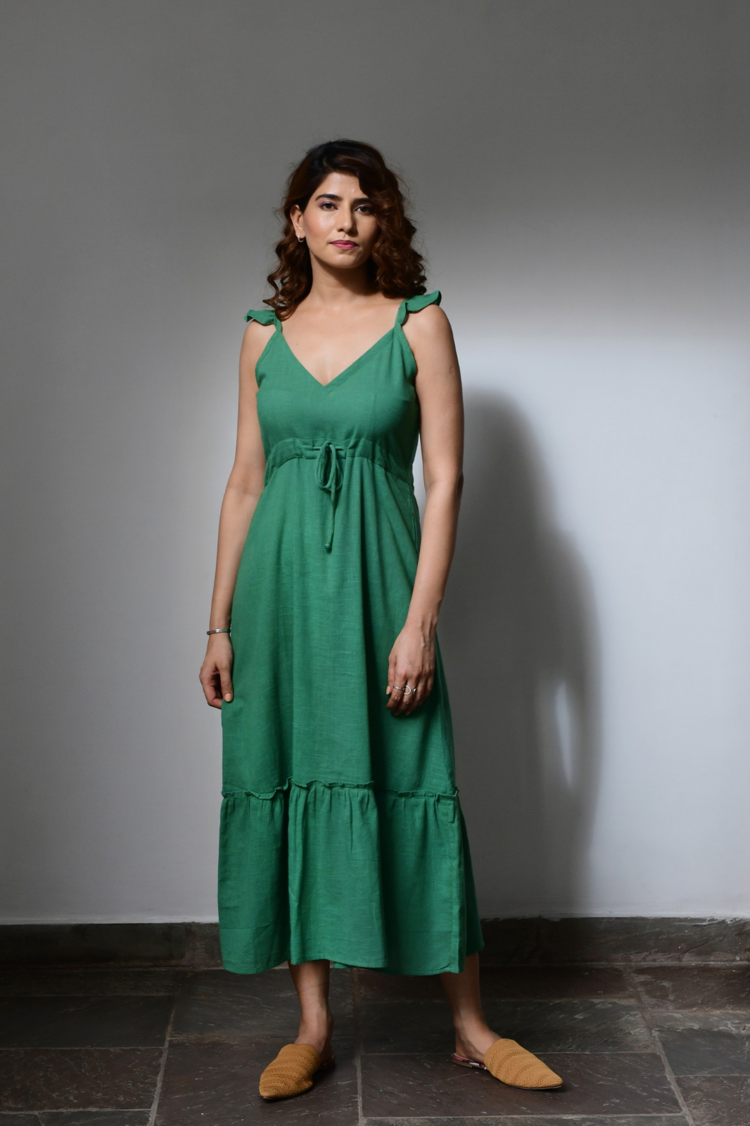 Green Cotton Maxi Slip Dress