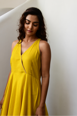 Yellow Sleeveless Cotton Maxi Dress