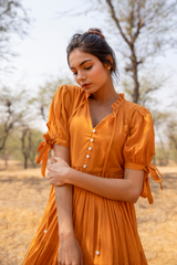 Tangerine Flared Cotton Voile Maxi Dress