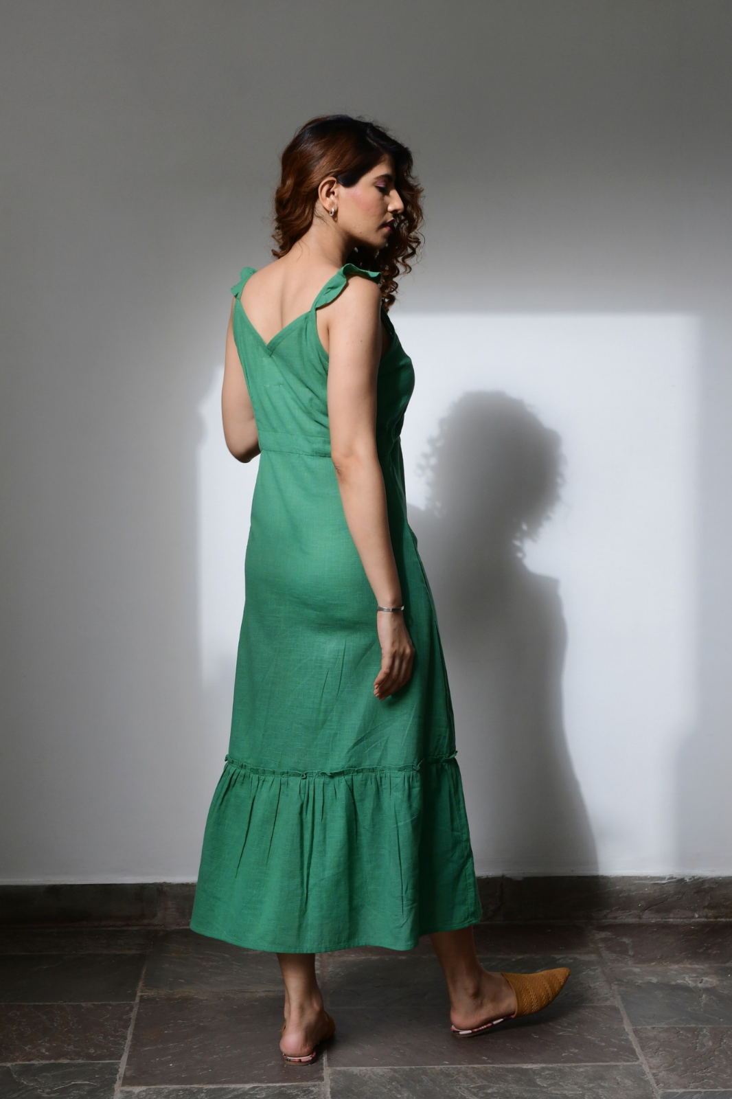 Green Cotton Maxi Slip Dress