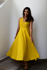 Yellow Sleeveless Cotton Maxi Dress