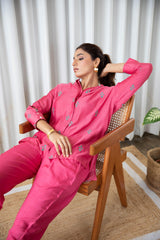 Fuchsia Embroidered Muslin (Shirt only)