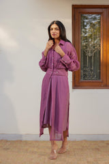 Purple Solid Organza Jacket Set (Set of Two)