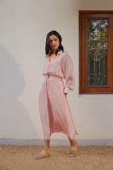 Blush Pink Solid Organza Jacket Set (Set of Two)