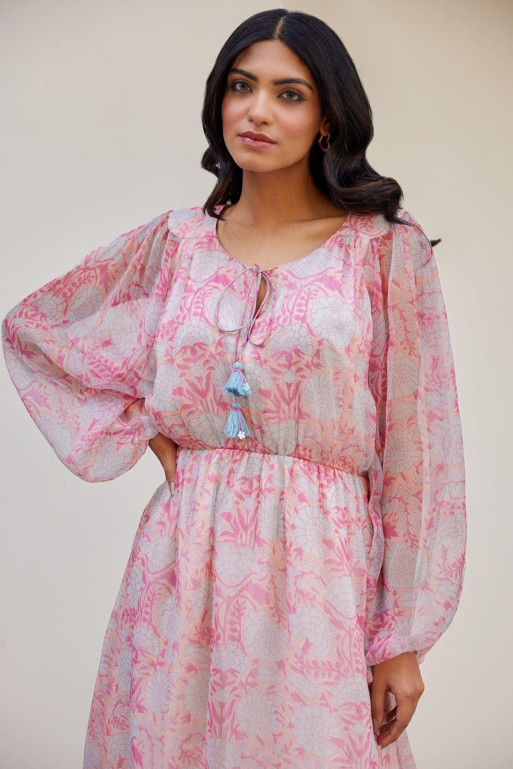 Soft Floral Printed Chiffon Dress