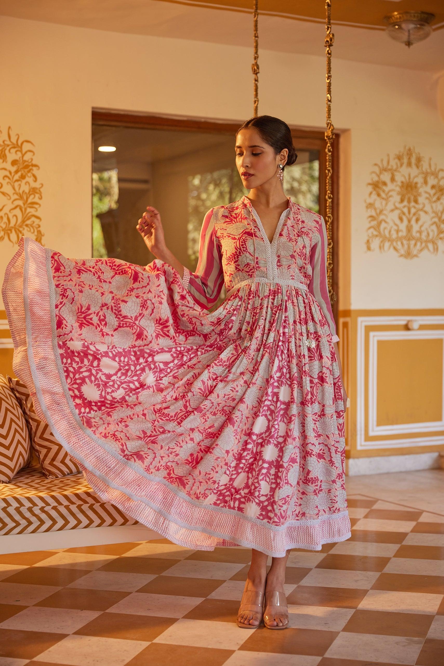 Pink Floral Maxi Dress